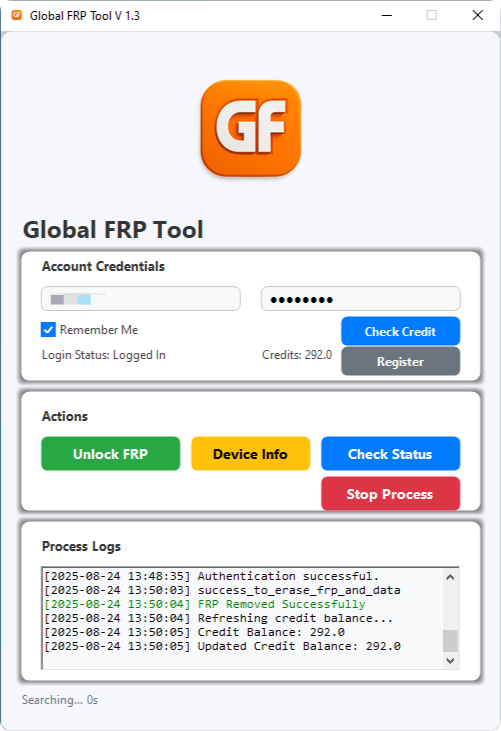 Créditos da ferramenta Global FRP para desbloqueio FRP da Xiaomi (usuário existente)✅️: